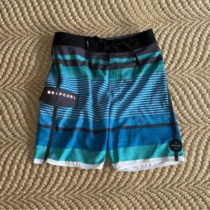 Rip Curl Aqua and Black Board Shorts Swim Trunks Size Youth 12 /Men’s 24 EUC